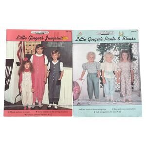 Vintage Little Ginger's Sewing Patterns‎ Kids Pants Blouse Jumpsuit Lot Of 2